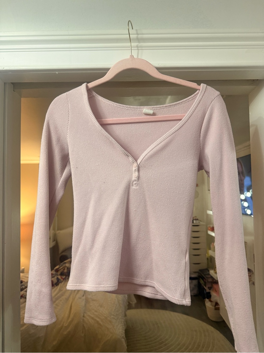 Women's Pink Long-Sleeve Ribbed Top & Sweat Pants Gilly Hicks